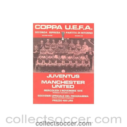 1976 - Juventus v Manchester United official programme 03/11/1976 UEFA Cup - Collect Soccer