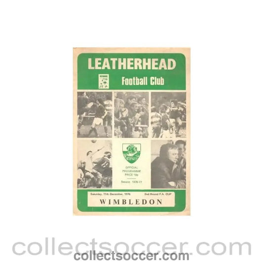 1976 - Leatherhead v Wimbledon official programme 11/12/1976 - Collect Soccer