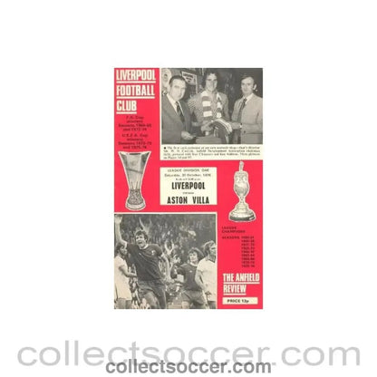 1976 - Liverpool v Aston Villa official programme 30/10/1976 - Collect Soccer