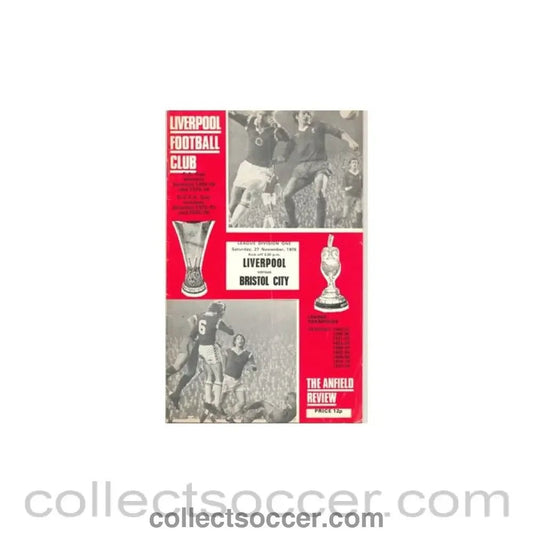 1976 - Liverpool v Bristol City official programme 27/11/1976 - Collect Soccer