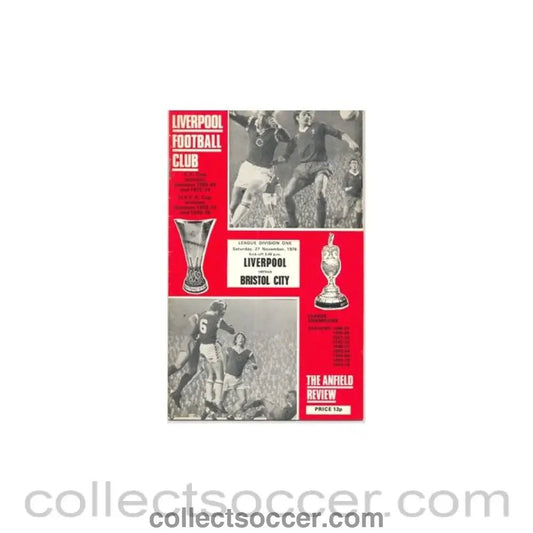 1976 - Liverpool v Bristol City official programme 27/11/1976 - Collect Soccer