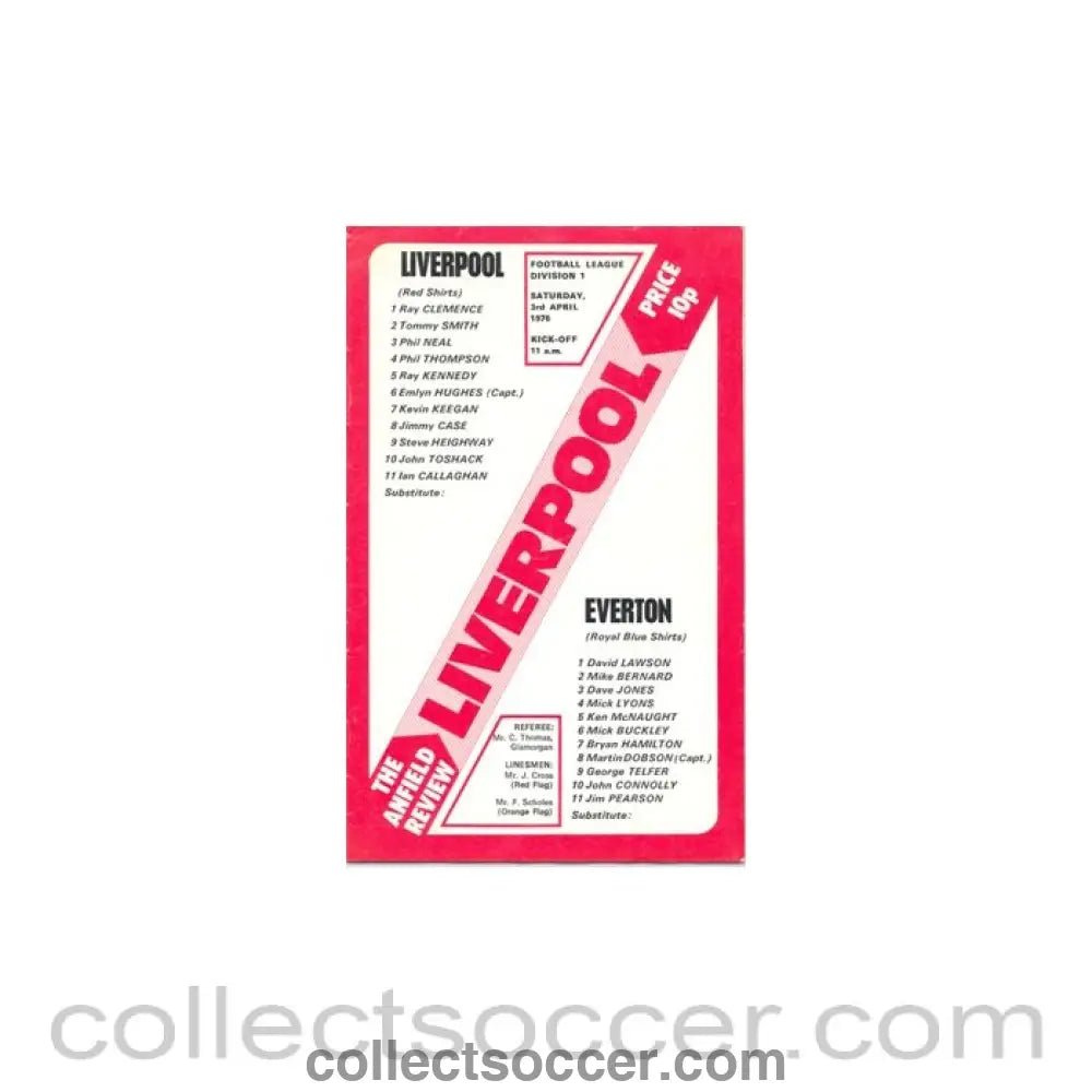 1976 - Liverpool v Everton official programme 03/04/1976 - Collect Soccer