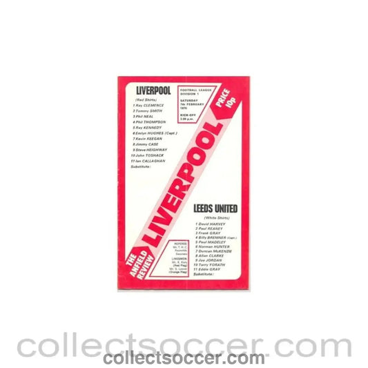 1976 - Liverpool v Leeds United official programme 07/02/1976 - Collect Soccer