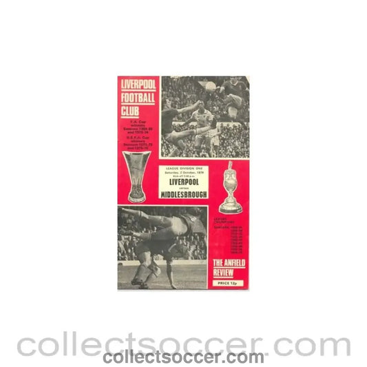 1976 - Liverpool v Middlesbrough official programme 02/10/1976 - Collect Soccer