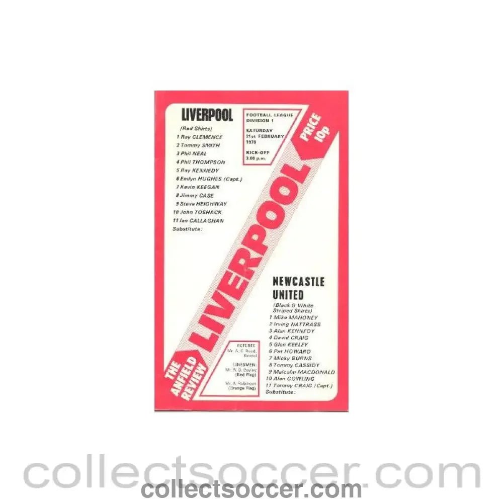 1976 - Liverpool v Newcastle United official programme 21/02/1976 - Collect Soccer