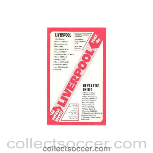 1976 - Liverpool v Newcastle United official programme 21/02/1976 - Collect Soccer