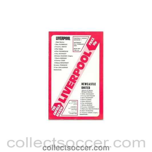 1976 - Liverpool v Newcastle United official programme 21/02/1976 - Collect Soccer