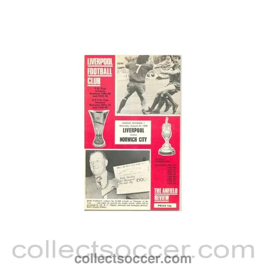 1976 - Liverpool v Norwich City official programme 21/08/1976 - Collect Soccer