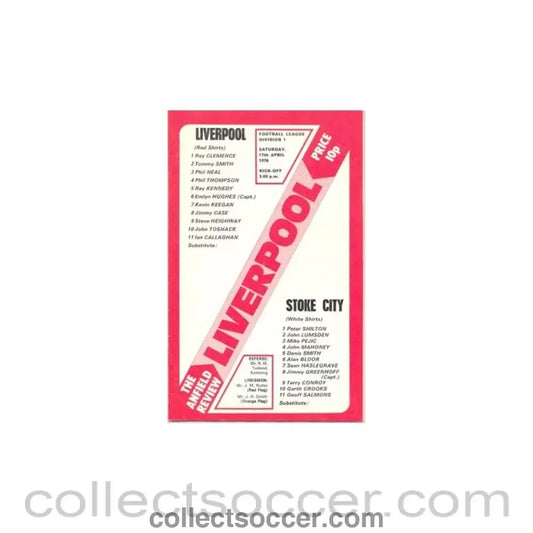 1976 - Liverpool v Stoke City official programme 17/04/1976 - Collect Soccer