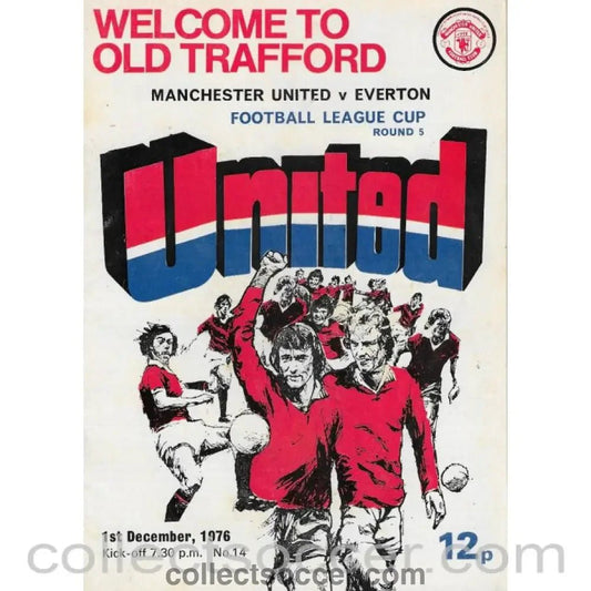 1976 - Manchester United v Everton 1/12/1976 League Cup - No Token - Collect Soccer
