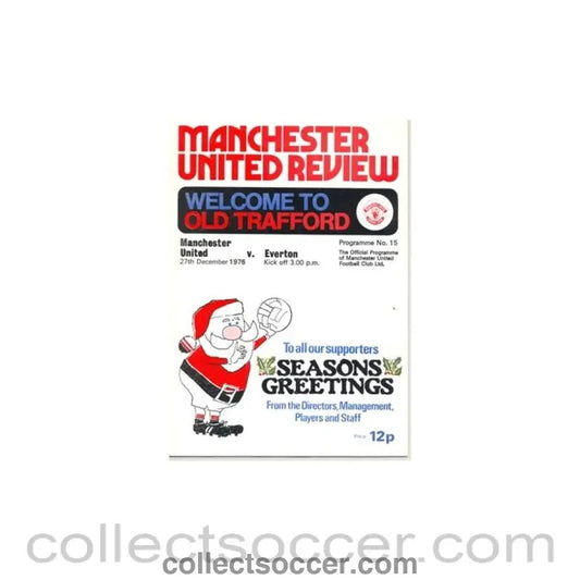 1976 - Manchester United v Everton official programme 27/12/1976 No Tokens - Collect Soccer