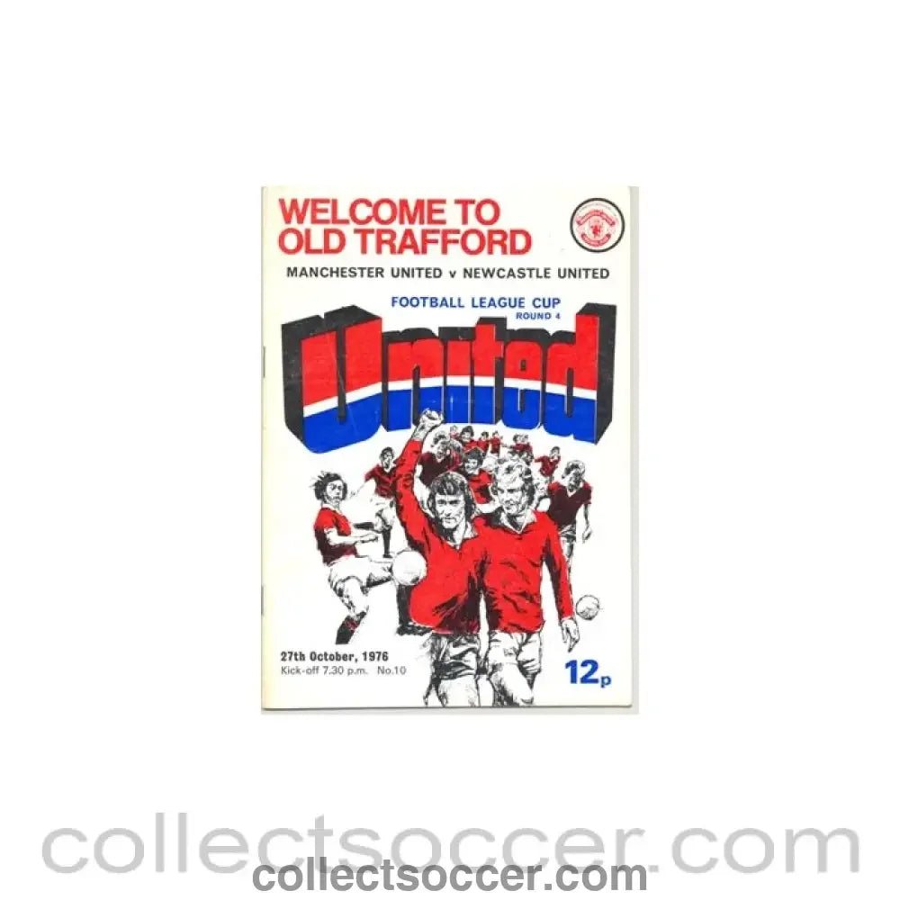 1976 - Manchester United v Newcastle United official programme 27/10/1976 token cut - Collect Soccer