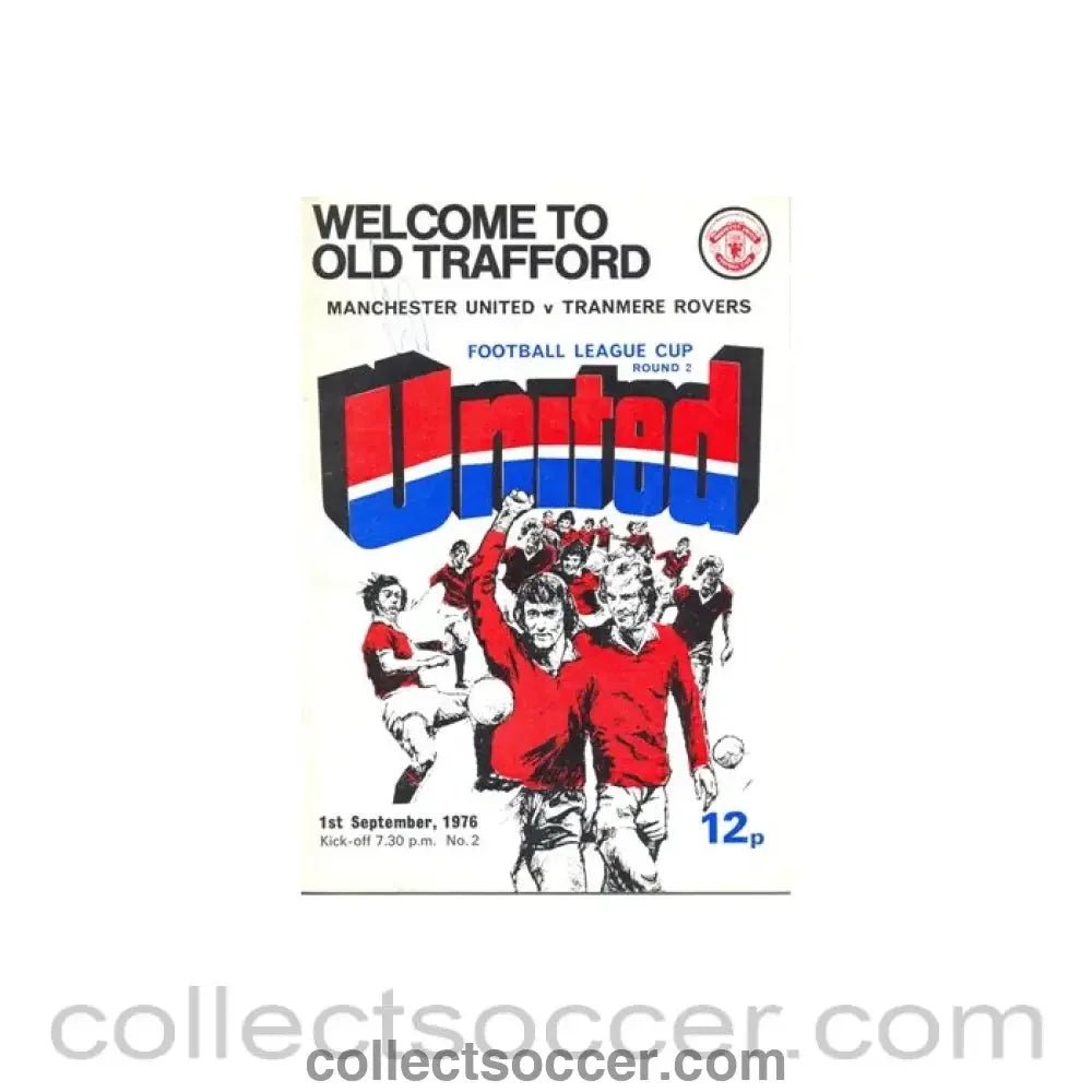 1976 - Manchester United v Tranmere Rovers official programme 01/09/1976 token cut - Collect Soccer