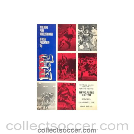 1976 - Middlesbrough v Newcastle United official programme 31/01/1976 Football League - Collect Soccer