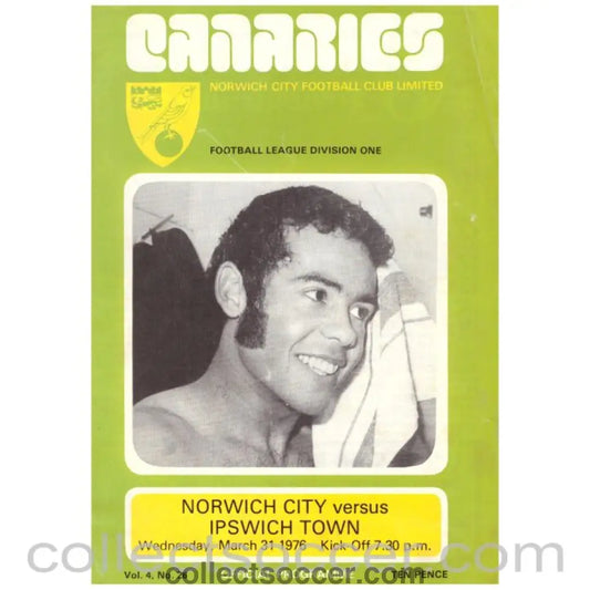 1976 Norwich City v Ipswich Town Football Programme - Collect Soccer