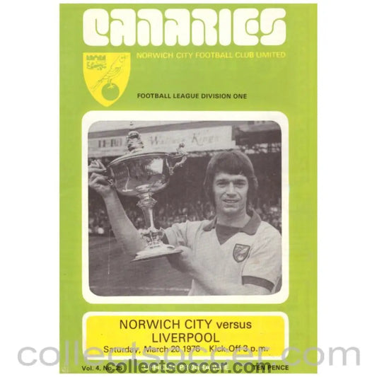 1976 Norwich City V Liverpool Football Programme - Collect Soccer