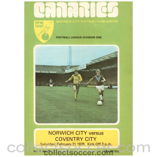 1976 Norwich v Coventry City Football Programme - Collect Soccer