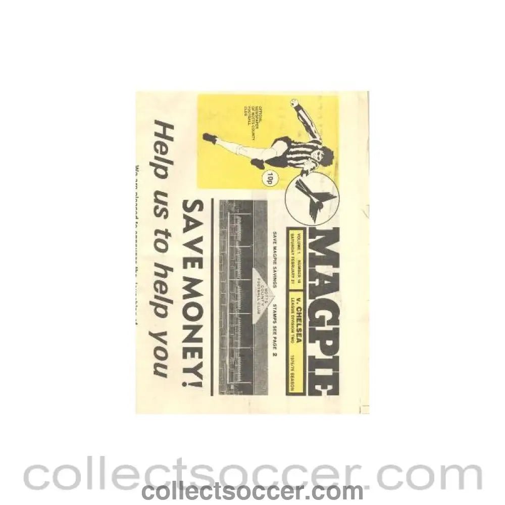 1976 - Notts County v Chelsea official programme Magpie official programme - Collect Soccer