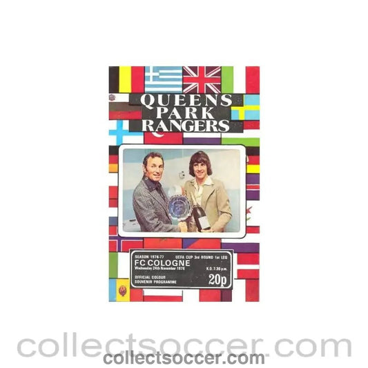 1976 - Queen's Park Rangers v Cologne official programme 24/11/1976 - Collect Soccer