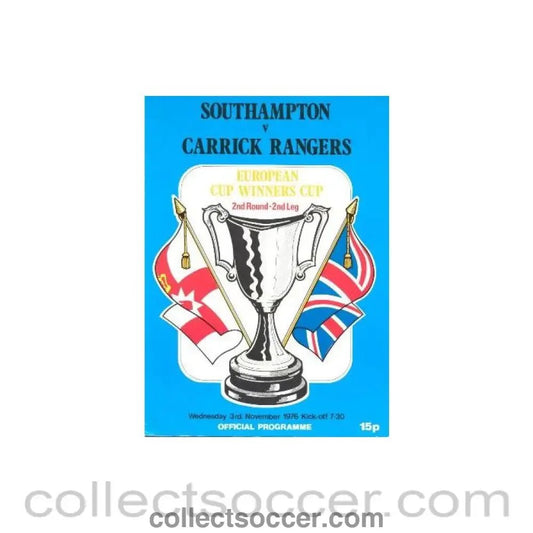 1976 - Southampton v Carrick Rangers official programme 03/11/1976 European Cup Winners Cup - Collect Soccer