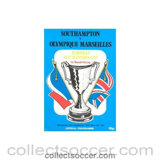 1976 - Southampton v Olympique Marseille official programme 15/09/1976 European Cup Winners Cup - Collect Soccer