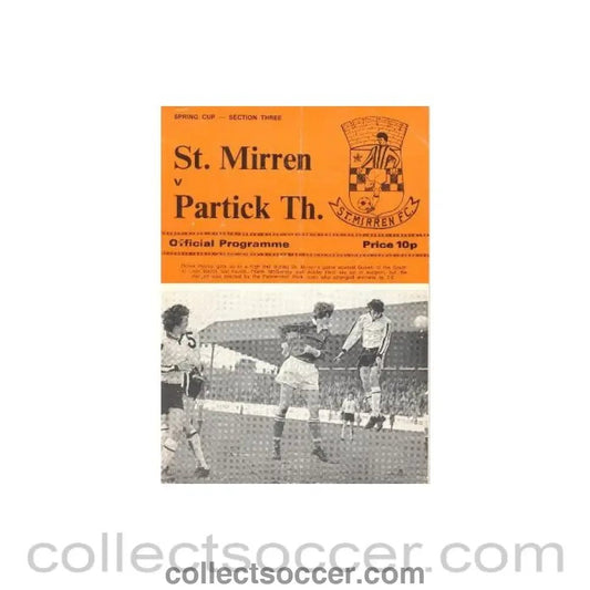 1976 - St. Mirren v Partick Thistle official programme 20/03/1976 Scottish Spring Cup - Collect Soccer
