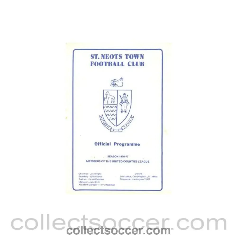 1976 - St. Neots v Langford official programme 12/12/1976 Hinchingbrook Cup - Collect Soccer