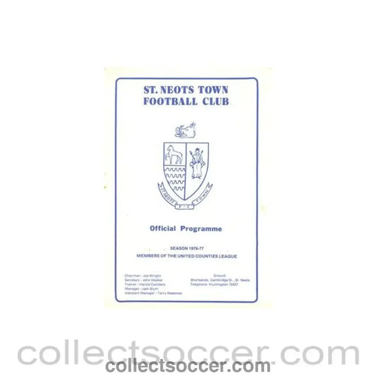 1976 - St. Neots v Langford official programme 12/12/1976 Hinchingbrook Cup - Collect Soccer