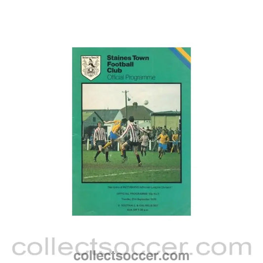 1976 - Staines Town v Southall & Ealing Borough official programme 21/09/1976 - Collect Soccer