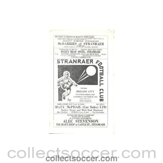 1976 - Stranraer v Brechin City official programme 27/03/1976 Scottish Spring Cup - Collect Soccer