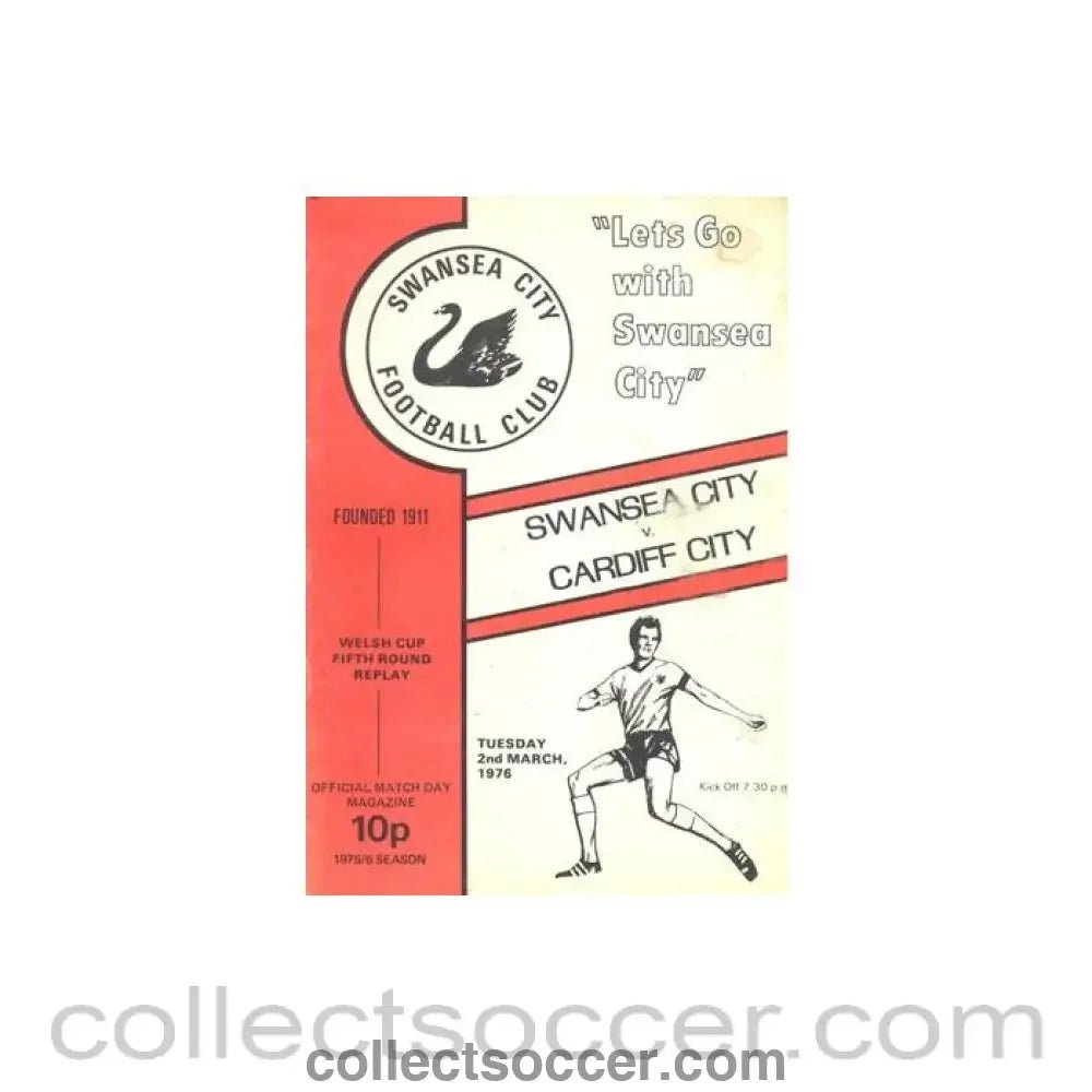 1976 - Swansea City v Cardiff City official programme 02/03/1976 Welsh Cup - Collect Soccer