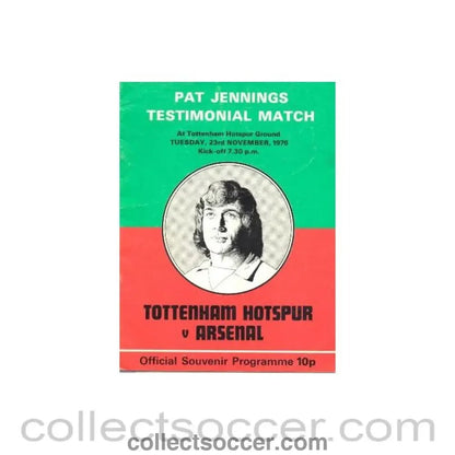 1976 - Tottenham Hotspur v Arsenal official programme 23/11/1976 Pat Jennings Testimonial Match - Collect Soccer