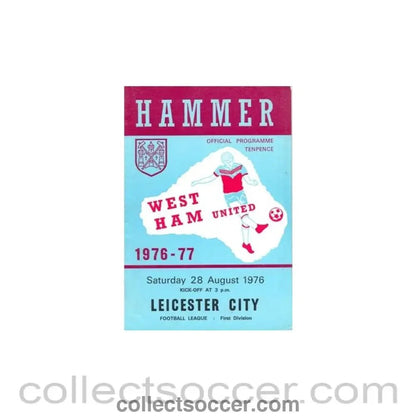 1976 - West Ham United v Leicester City official programme 28/08/1976 - Collect Soccer