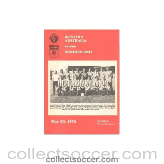 1976 - Western Australia v Sunderland official programme 30/05/1976 - Collect Soccer