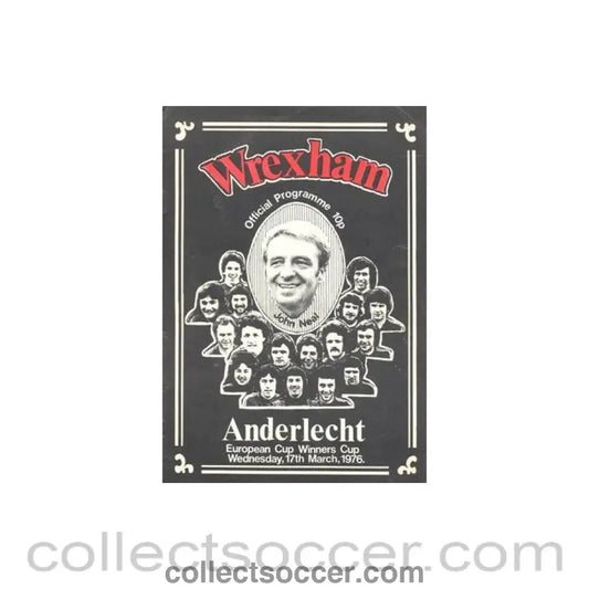 1976 - Wrexham v Anderlecht official programme 17/03/1976 Cup Winners Cup - Collect Soccer