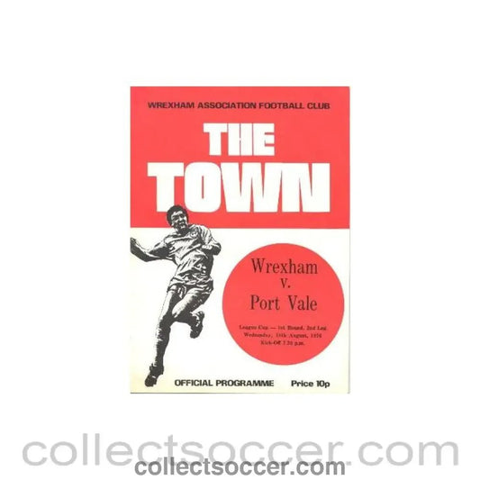 1976 - Wrexham v Port Vale official programme 18/08/1976 League Cup - Collect Soccer
