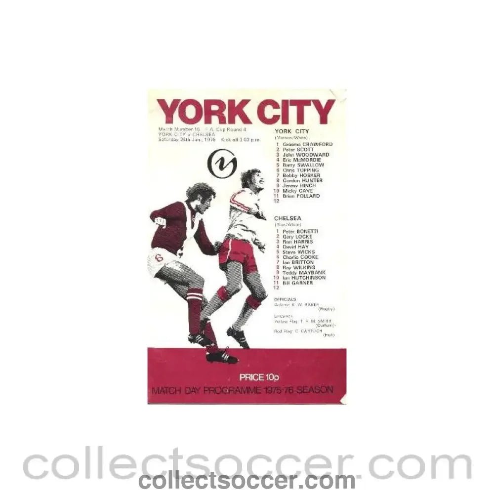 1976 - York City v Chelsea official programme 24/01/1976 - Collect Soccer