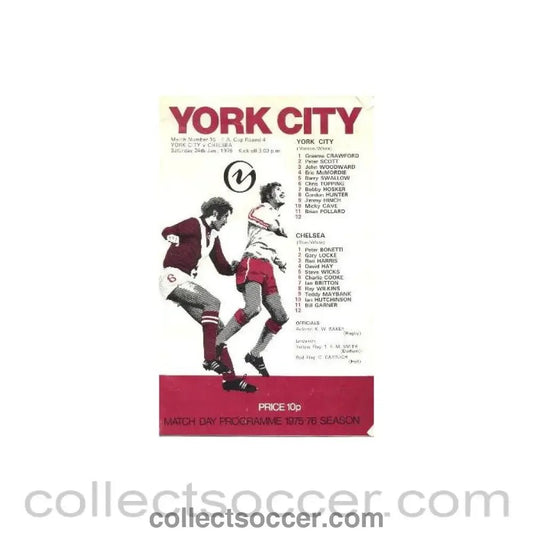 1976 - York City v Chelsea official programme 24/01/1976 - Collect Soccer