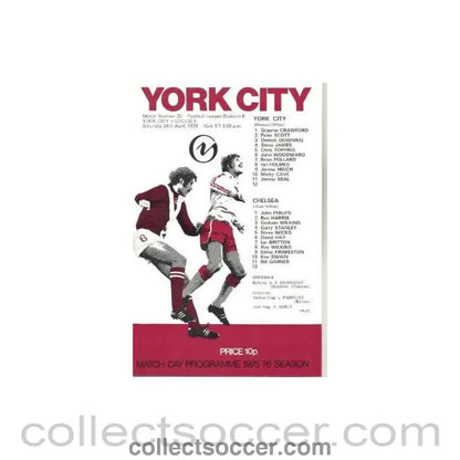 1976 - York City vChelsea official programme 24/04/1976 - Collect Soccer