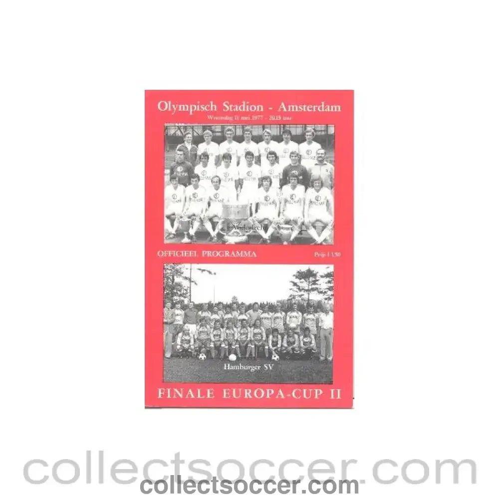 1977 Anderlecht v Hamburg official programme 11/05/1977 European Cup Final - Collect Soccer