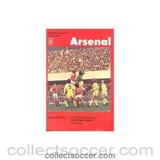 1977 - Arsenal v West Ham United official programme 19/02/1977