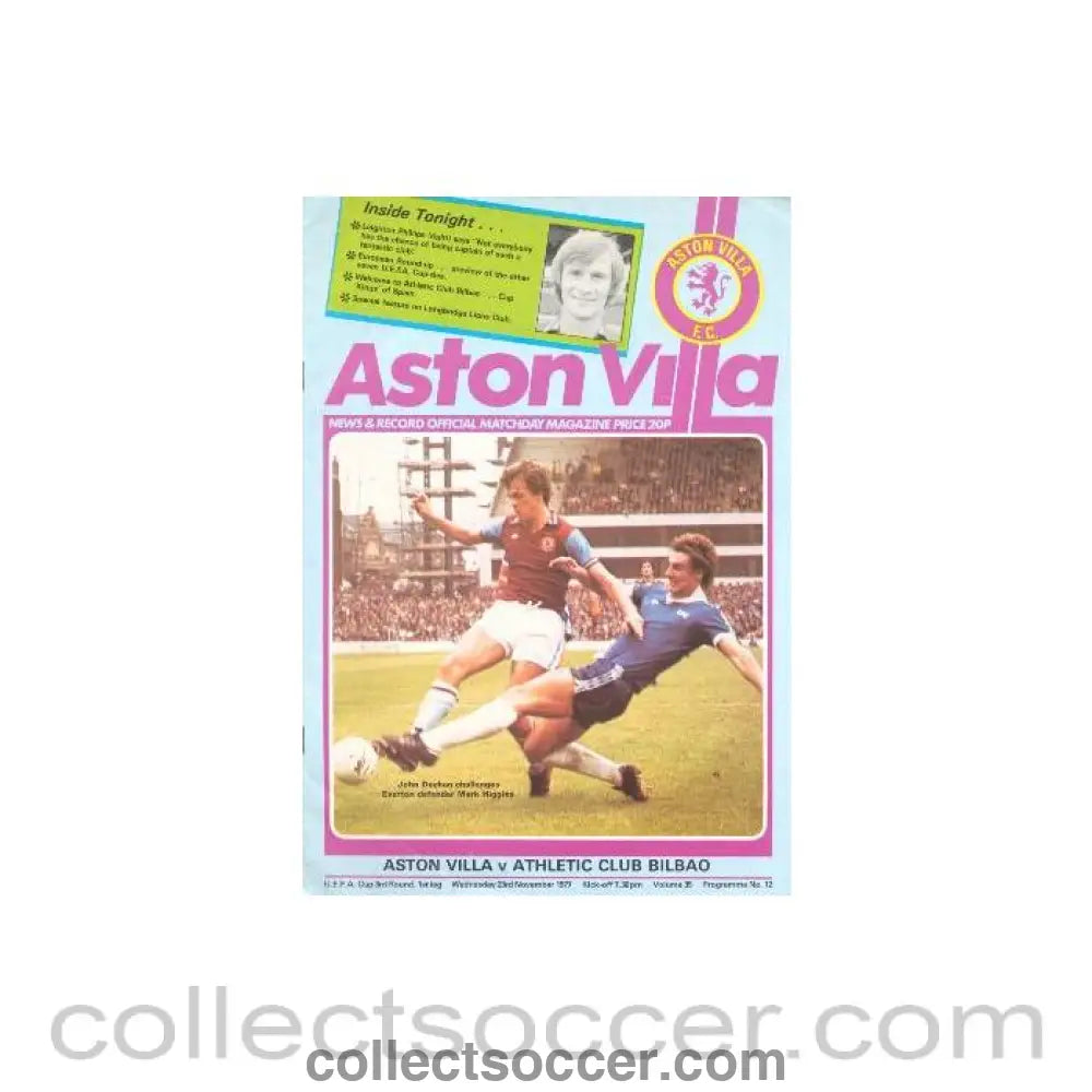 1977 - Aston Villa v Atletico Bilbao official programme 23/11/1977 UEFA Cup