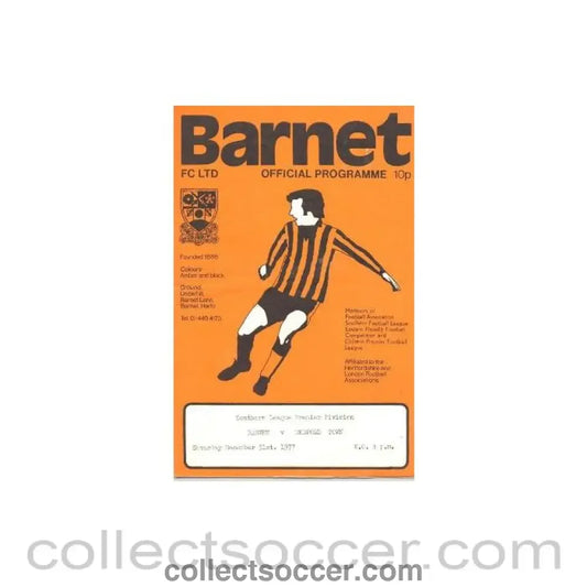 1977 - Barnet v Bedford Town official programme 31/12/1977