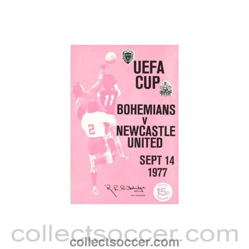 1977 - Bohemians v Newcastle United official programme 14/09/1977 UEFA Cup
