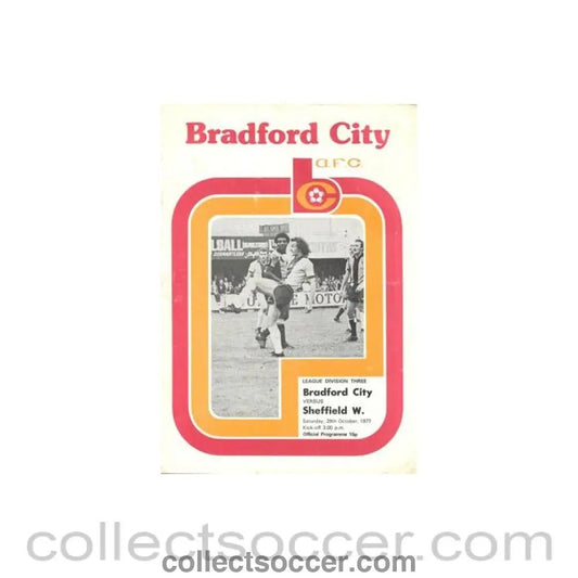 1977 - Bradford City v Sheffield Wednesday official programme 29/10/1977 Football League - Collect Soccer
