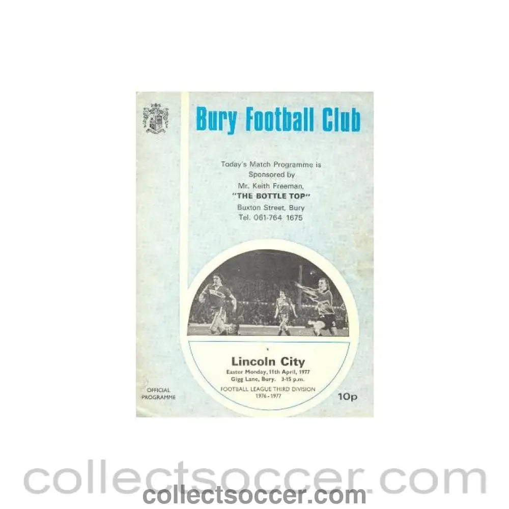 1977 - Bury v Lincoln City official programme 11/04/1977
