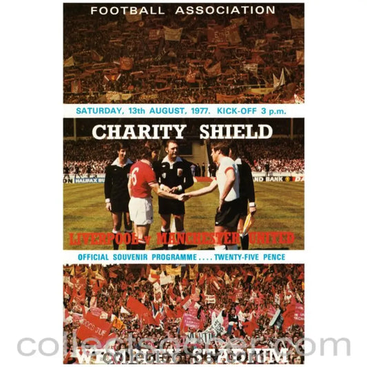 1977 Charity Shield Official Programme Liverpool v Manchester United - Collect Soccer