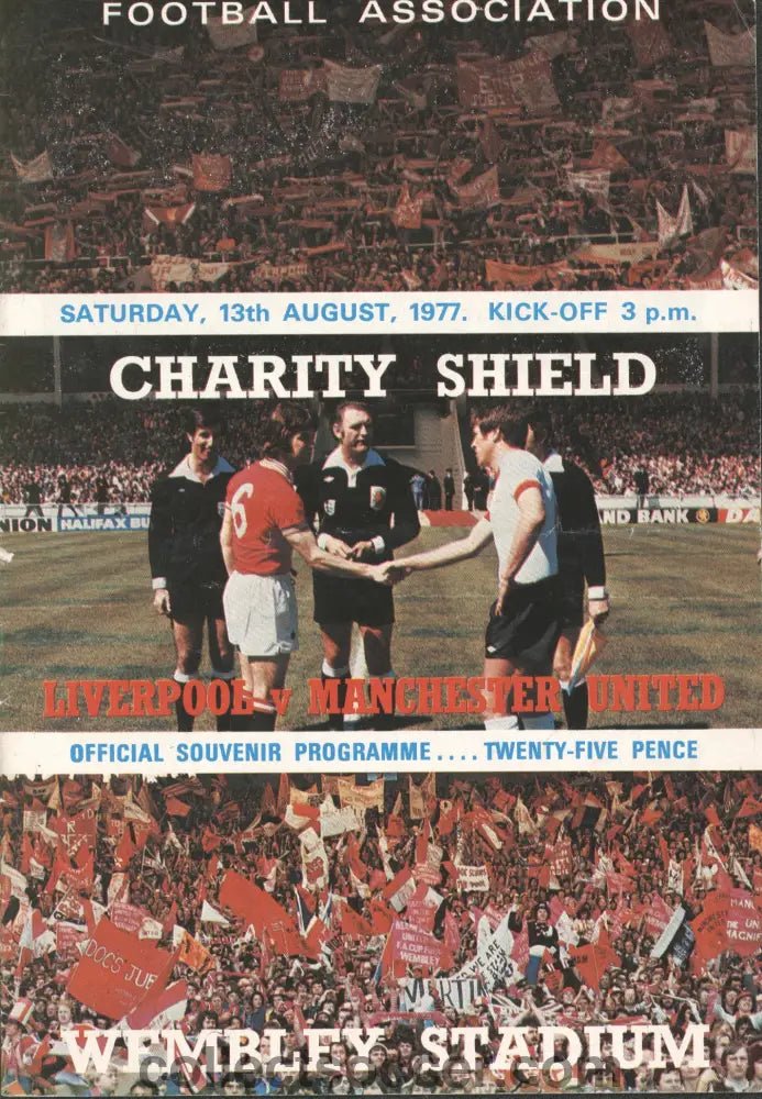 1977 Charity Shield Official Programme Liverpool v Manchester United - Collect Soccer
