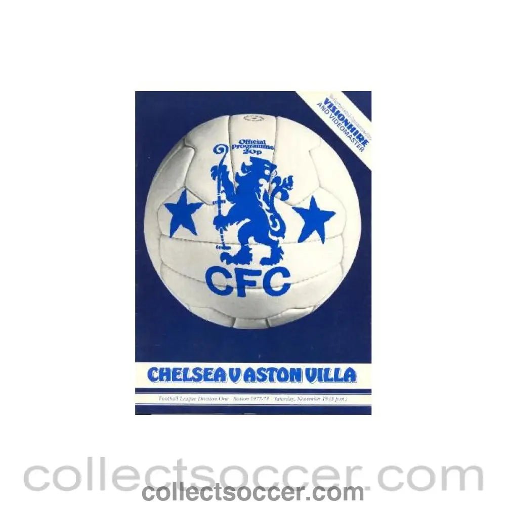 1977 - Chelsea v Aston Villa official programme 19/11/1977 - Collect Soccer