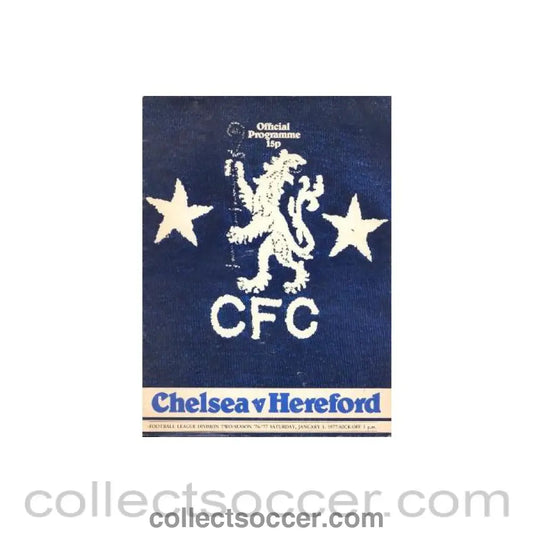 1977 - Chelsea v Hereford official programme 01/01/1977